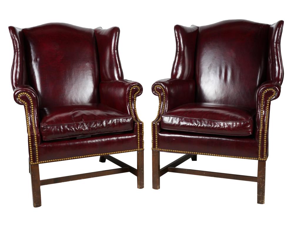 PAIR OF HICKORY CO BURGUNDY LEATHER