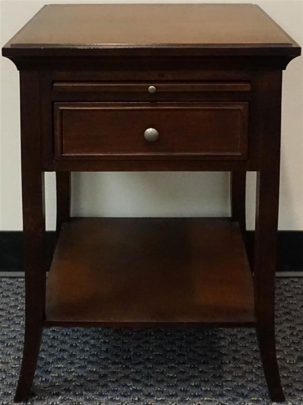 CONTEMPORARY MAHOGANY BEDSIDE TABLE,