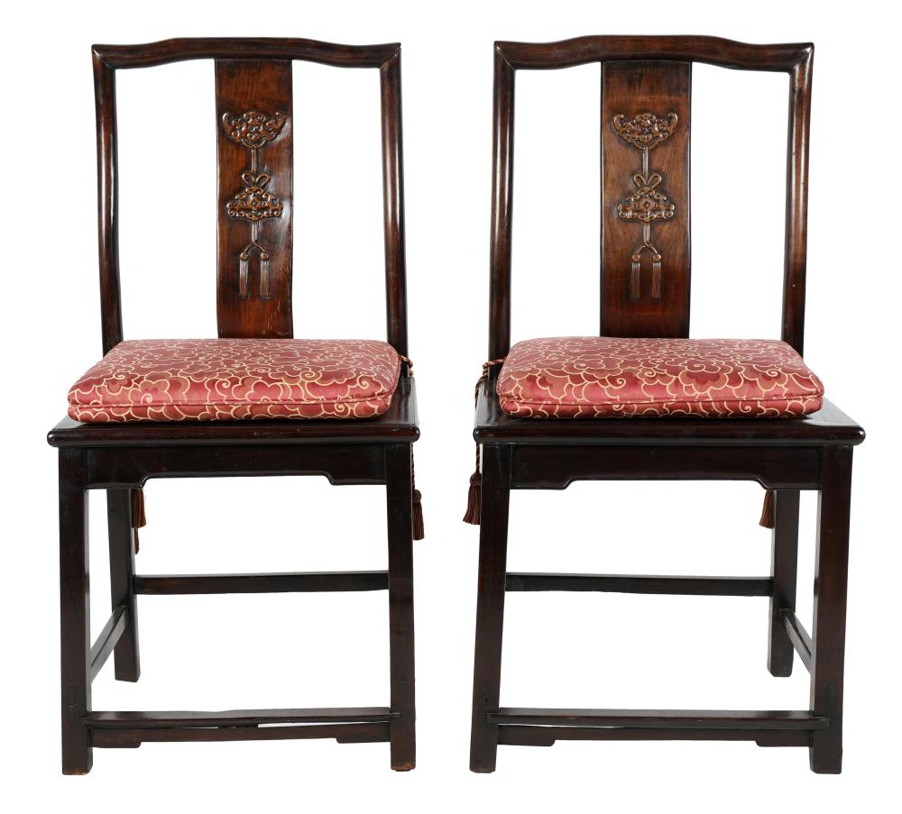 PAIR OF CHINESE HARDWOOD SIDE CHAIRSsingle