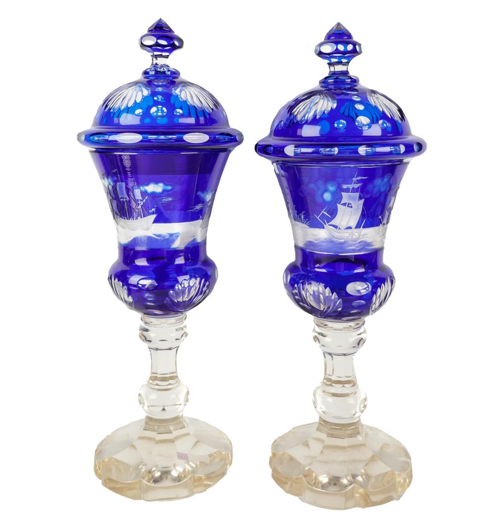 PAIR OF BOHEMIAN GLASS COVERED 3245ce