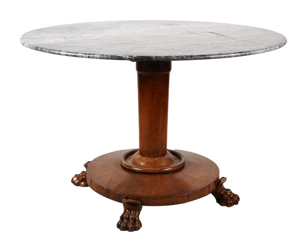 CONTINENTAL CARVED WALNUT MARBLE-TOP