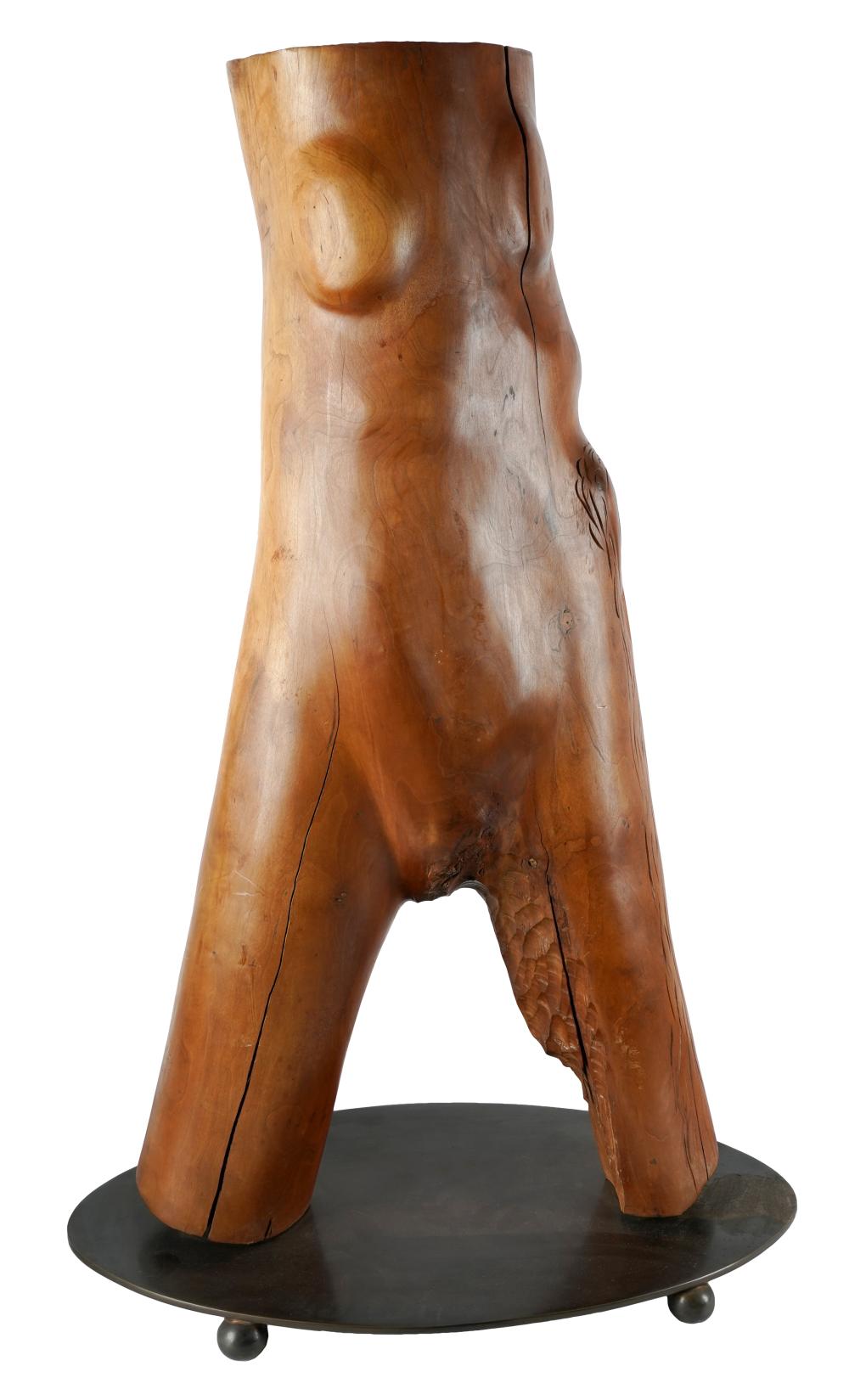 CARVED WOOD FEMALE TORSOmounted