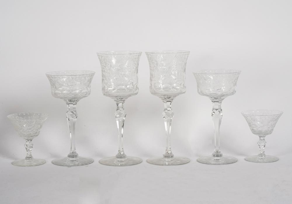 SET OF ETCHED GLASS STEMWAREcomprising: