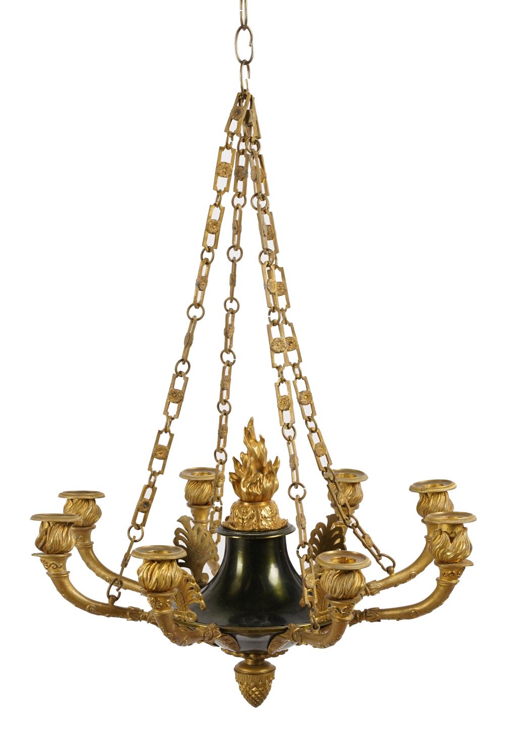 EMPIRE STYLE GILT METAL CHANDELIEReight 32467b