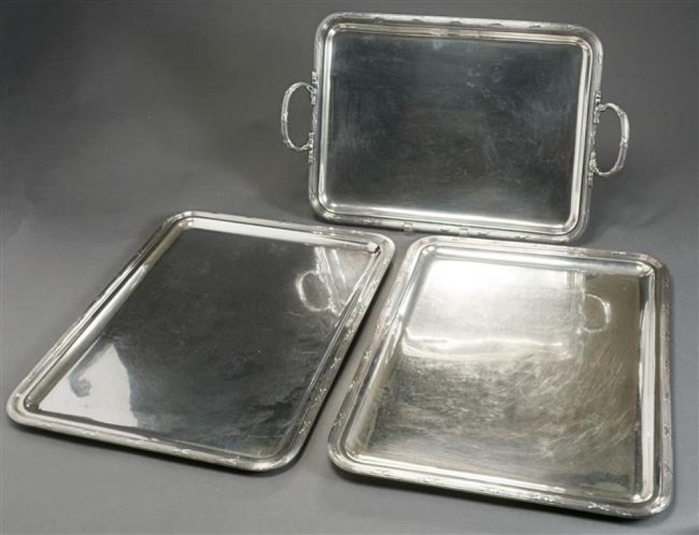 TWO CHRISTOFLE RECTANGULAR TRAYS AND