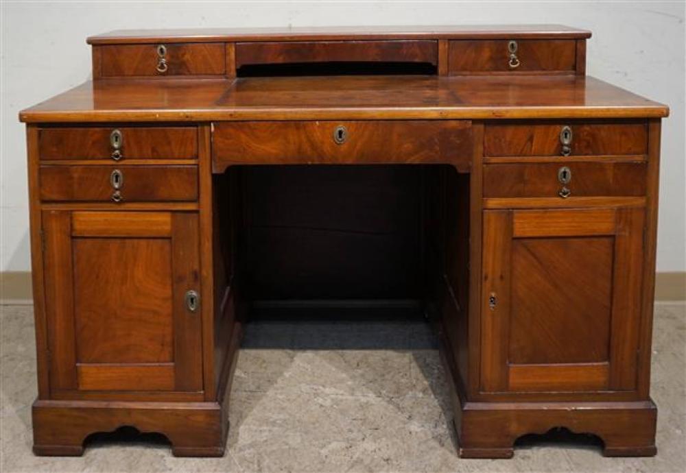 WALNUT DOUBLE PEDESTAL DESK, H: