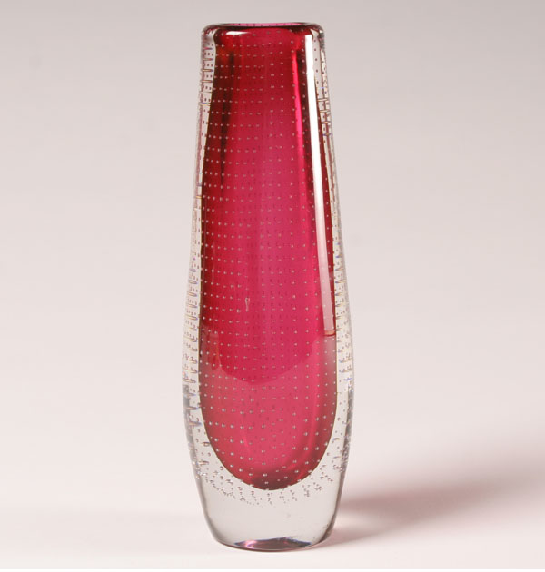 Finnish art glass vase, plum with