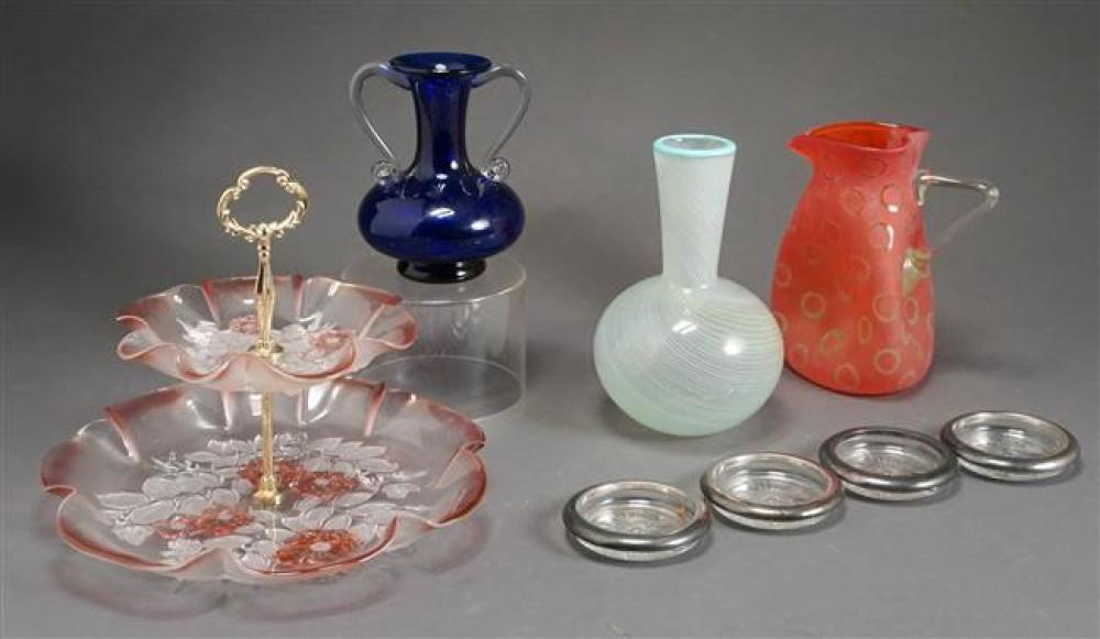 FOUR CONTEMPORARY GLASS ARTICLES