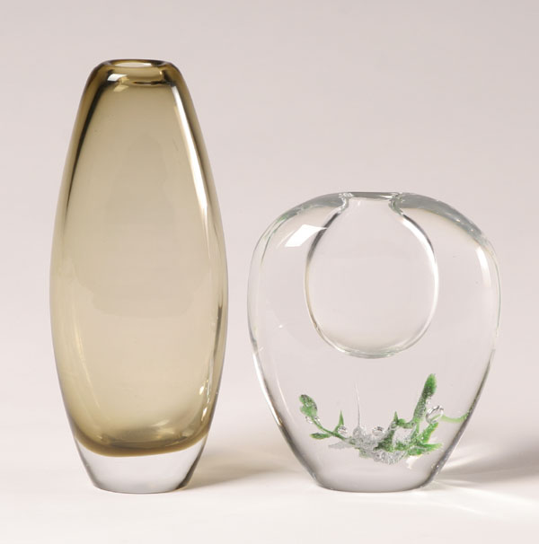 Lot of two Scandinavian art glass vases: