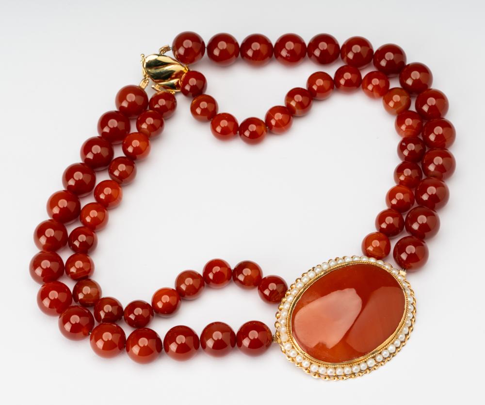 CARNELIAN PEARL NECKLACEThe double strand 324706