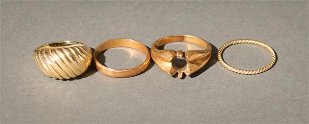 FOUR 14-KARAT YELLOW-GOLD RINGS,