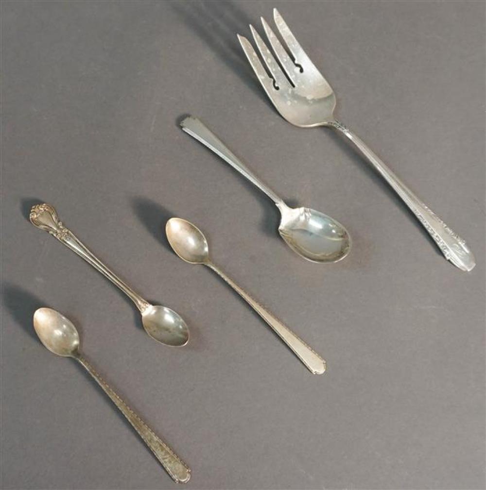 STERLING COLD-MEAT FORK, SUGAR SPOON