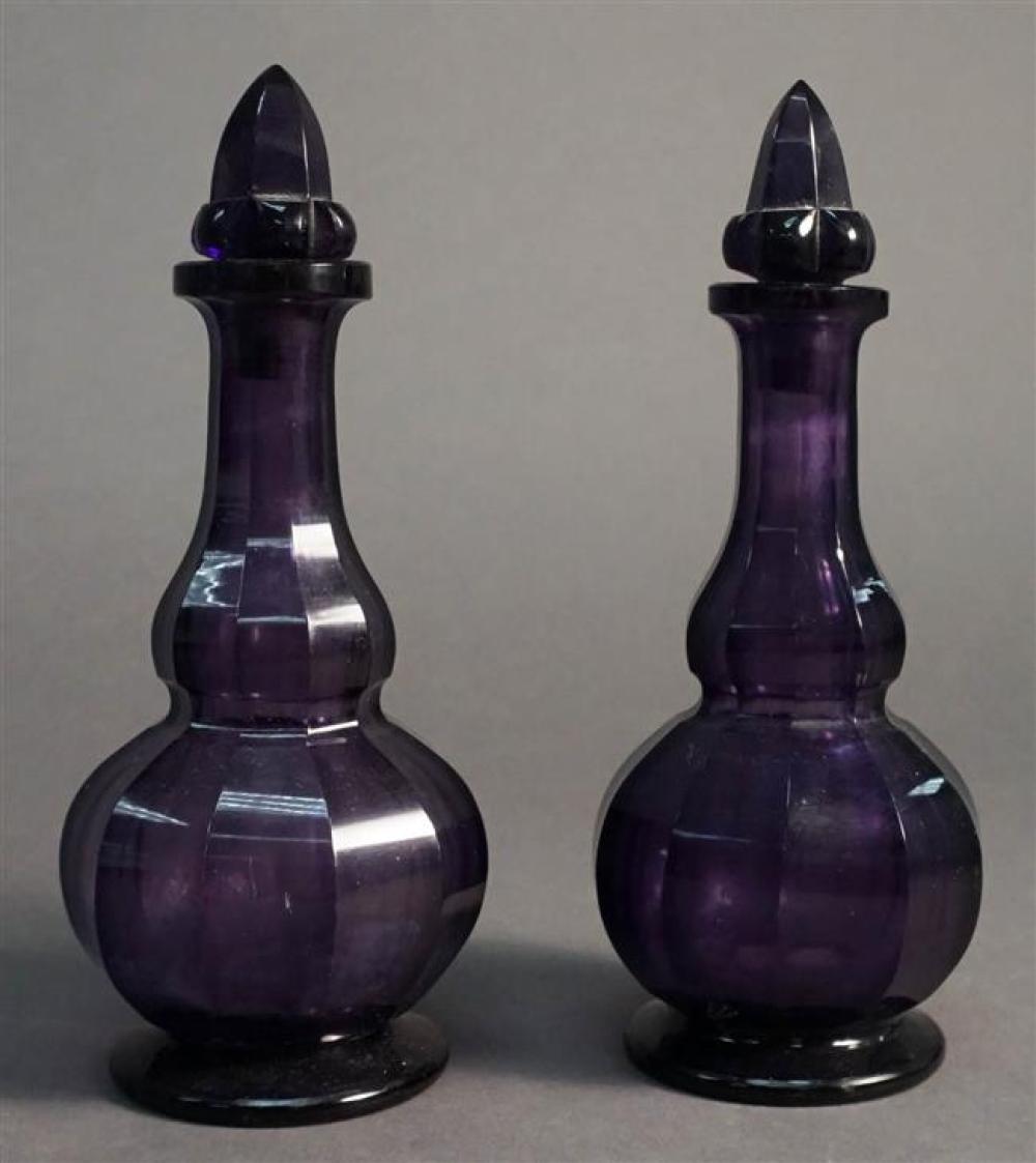 PAIR OF AMETHYST GLASS PERFUME