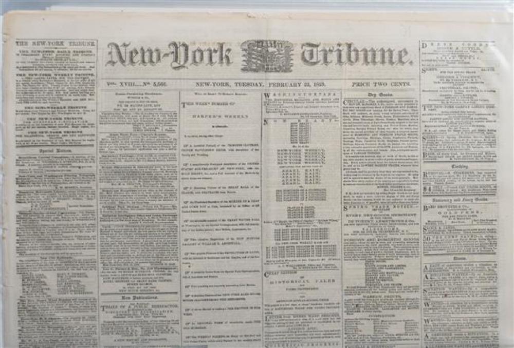 BINDER WITH FIVE 19TH CENTURY NEWSPAPERS