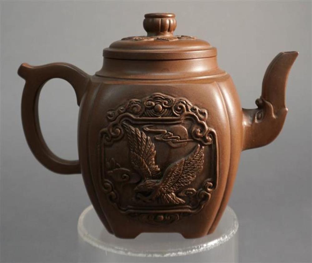 CHINESE YIXING WARE TEAPOT, H: