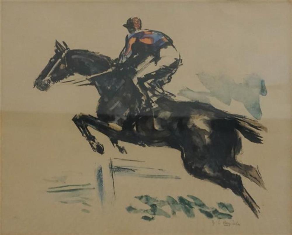 COLOR PRINT OF A STEEPLE CHASE  32482e