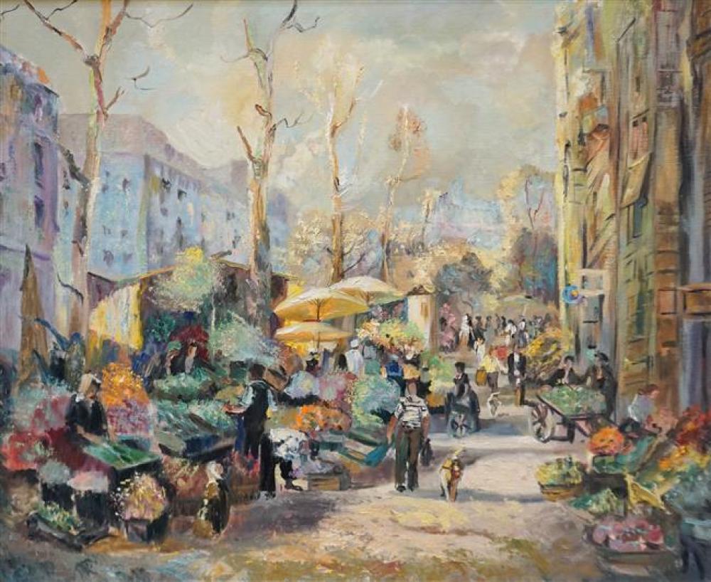 VIEW OF A MARKET, SIGNED BEHRENT ON