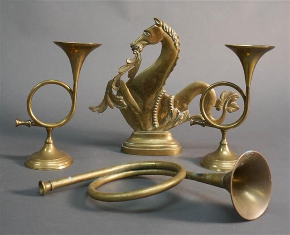 PAIR FRENCH HORN MANTLE ORNAMENTS,