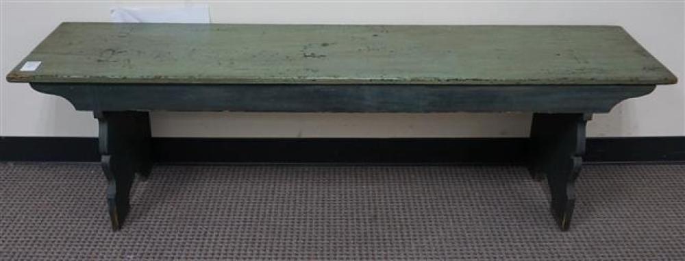 AMERICAN GREEN PAINTED PINE BENCH,