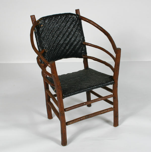 Hickory chair; wrap-around back/arm,