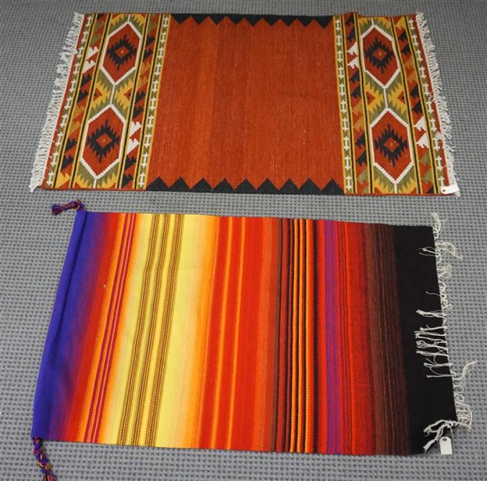 TWO TURKISH KILIM RUGS, LARGER: