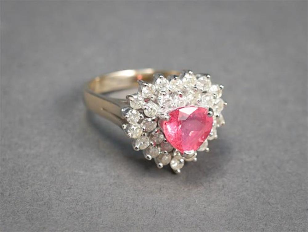 14-KARAT WHITE-GOLD, PINK SAPPHIRE