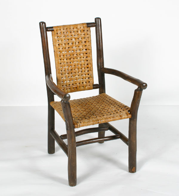 Old Hickory open weave arm chair;