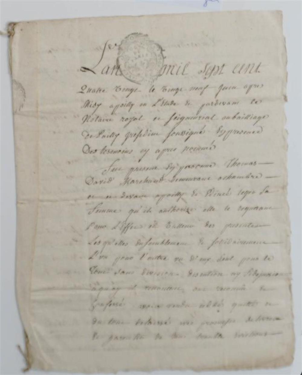 FRENCH 1736 DOCUMENT ON PARCHMENT 324986