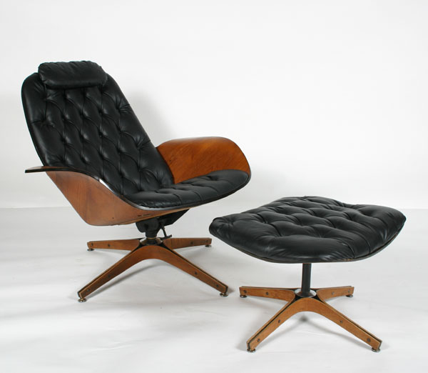 Plycraft lounge chair and ottoman;
