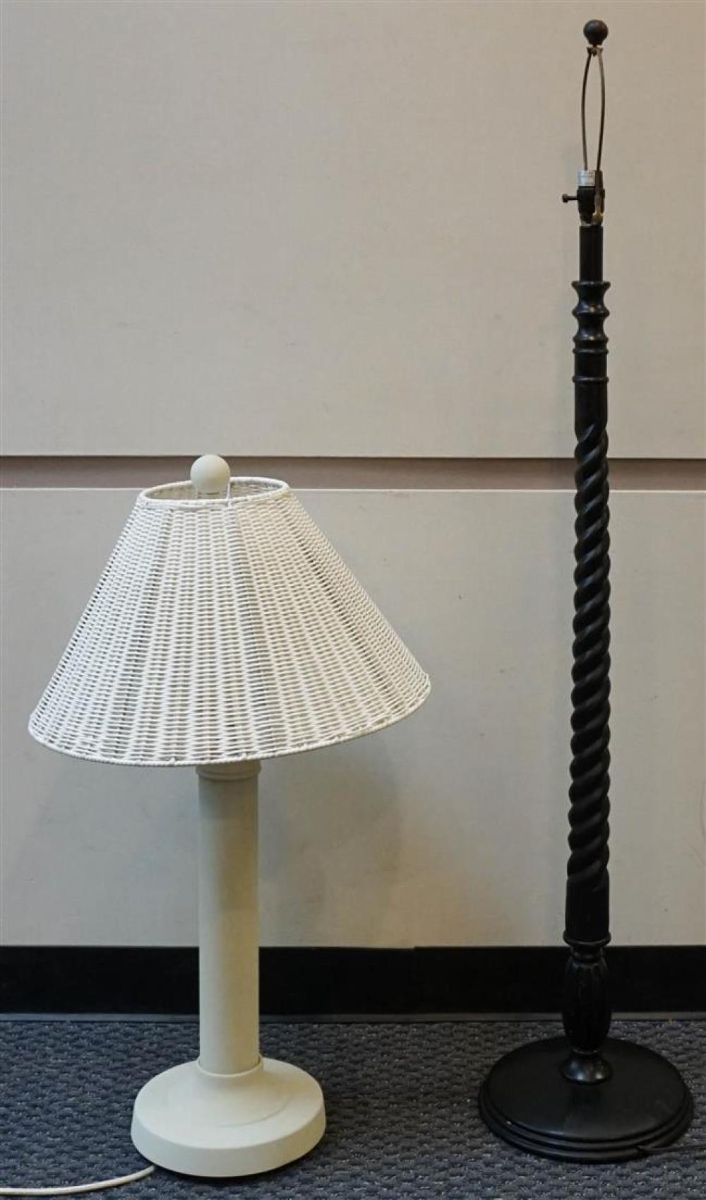 BLACK PAINTED FRUITWOOD FLOOR LAMP