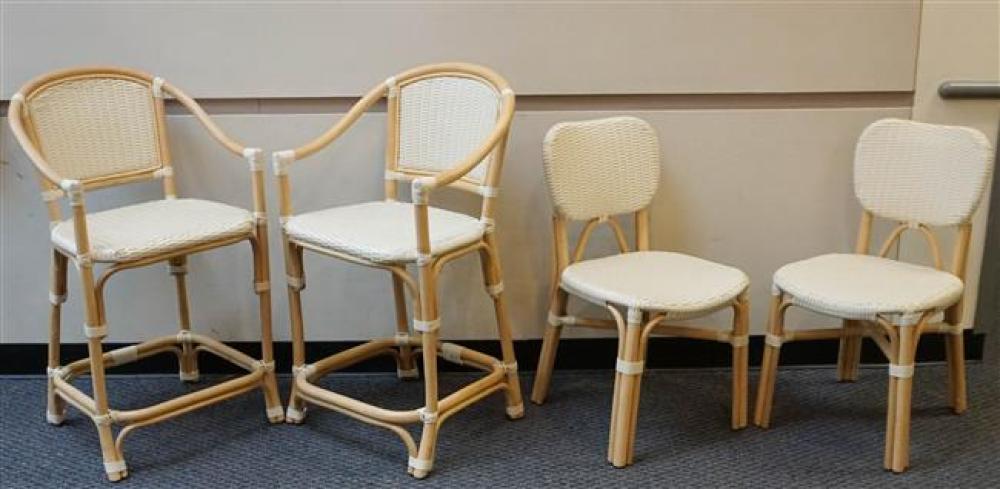 PAIR OF FAUX RATTAN BAR STOOLS