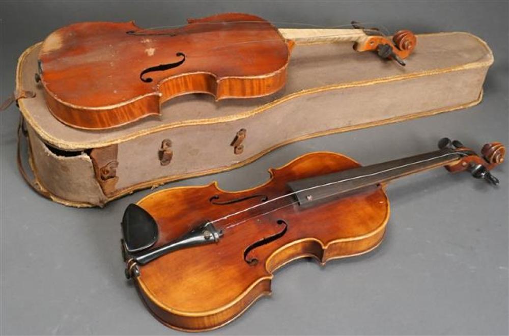 TWO FRUITWOOD VIOLINSTwo Fruitwood