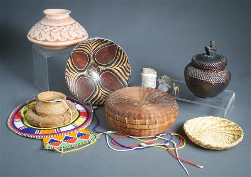 GROUP WITH AFRICAN AND OTHER POTTERY,