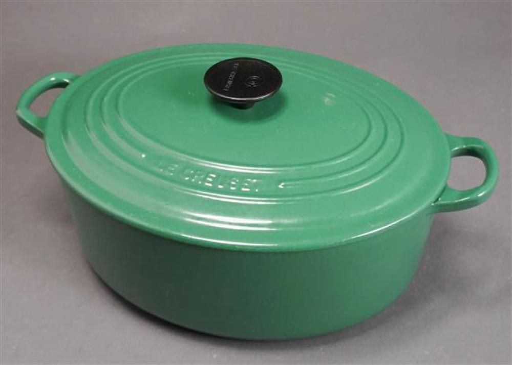 LE CREUSET GREEN ENAMEL COVERED DISHLe