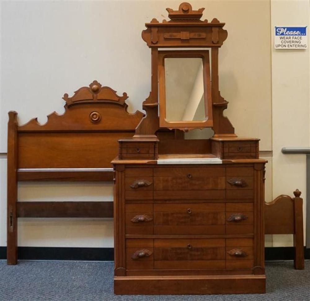 VICTORIAN WALNUT DRESSER WITH MIRROR 324a03