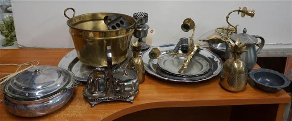 GROUP OF SILVER PLATE, ALUMINUM,