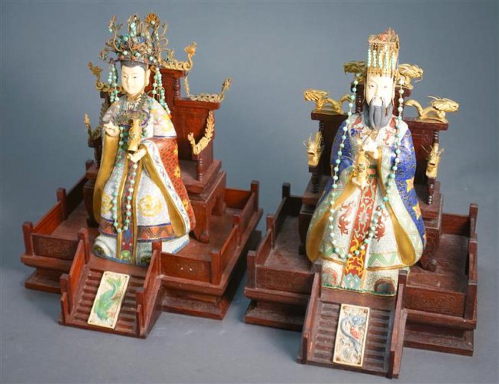 PAIR OF CHINESE CLOISONNE, BEADED AND