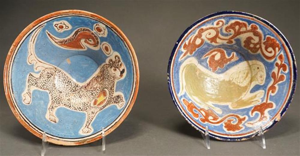 TWO MIDDLE EASTERN POLYCHROME DECORATED