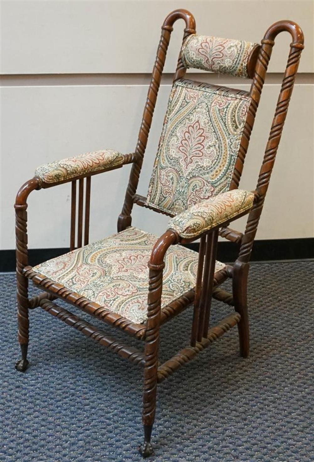 VICTORIAN TURNED FRUITWOOD ARMCHAIRVictorian