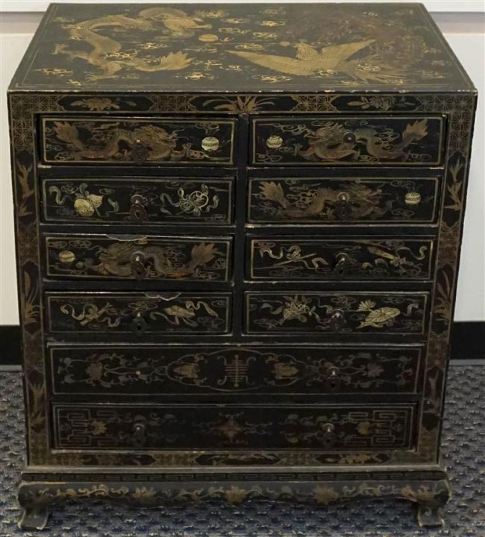 CHINESE GILT DECORATED BLACK LACQUERED