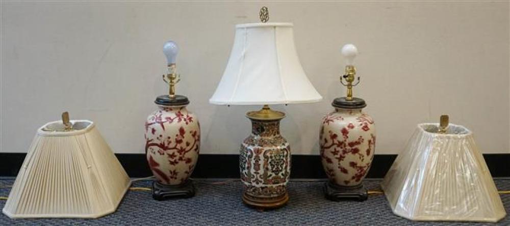 THREE ASIAN DECORATED CERAMIC TABLE