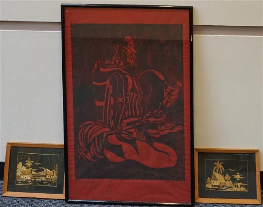 WOODCUT OF A MAN, SIGNED RANOS