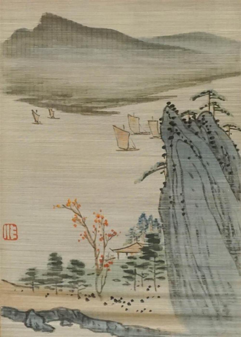 SAILBOATS IN LANDSCAPE, CHINESE