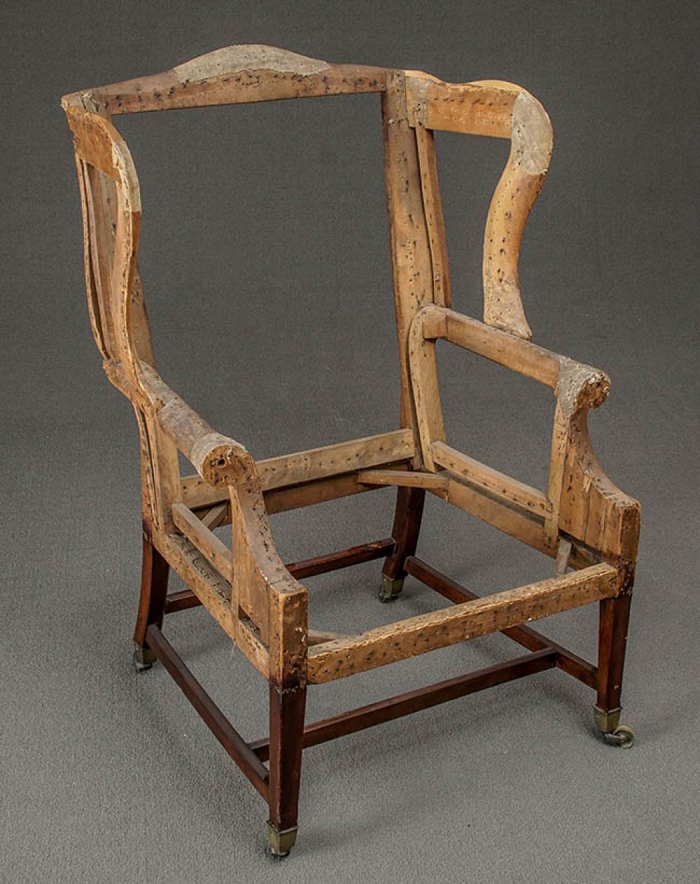 GEORGE III MAHOGANY WING ARMCHAIR