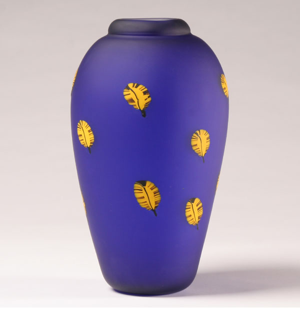 Vittorio Ferro Navy Art Glass Vase 5078b