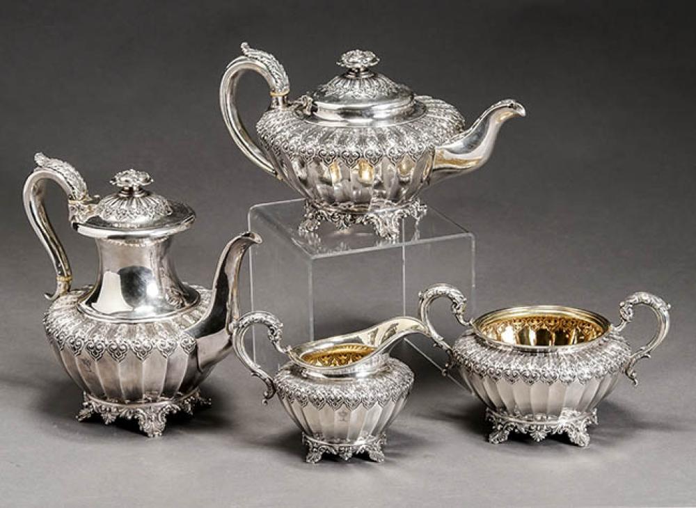 WILLIAM IV SILVER FOUR-PIECE COFFEE