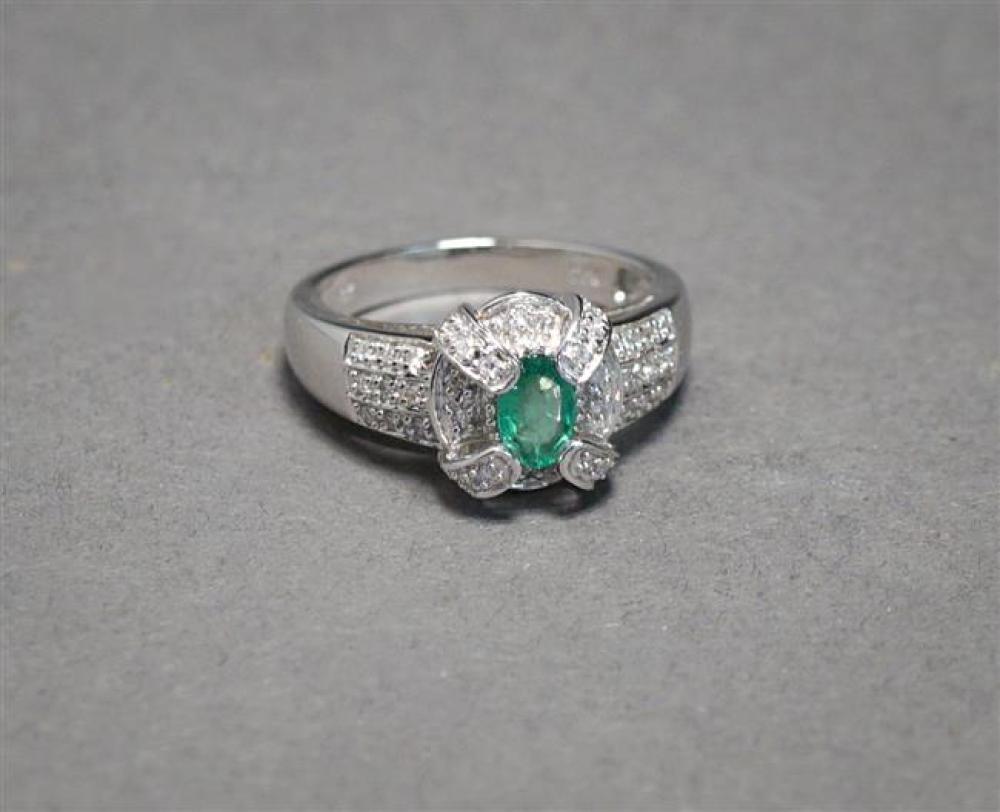 14-KARAT WHITE-GOLD, EMERALD AND