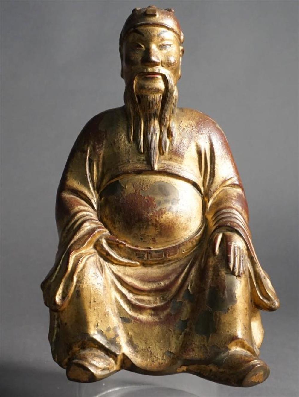 CHINESE GILT BRONZE SEATED OFFICIALChinese