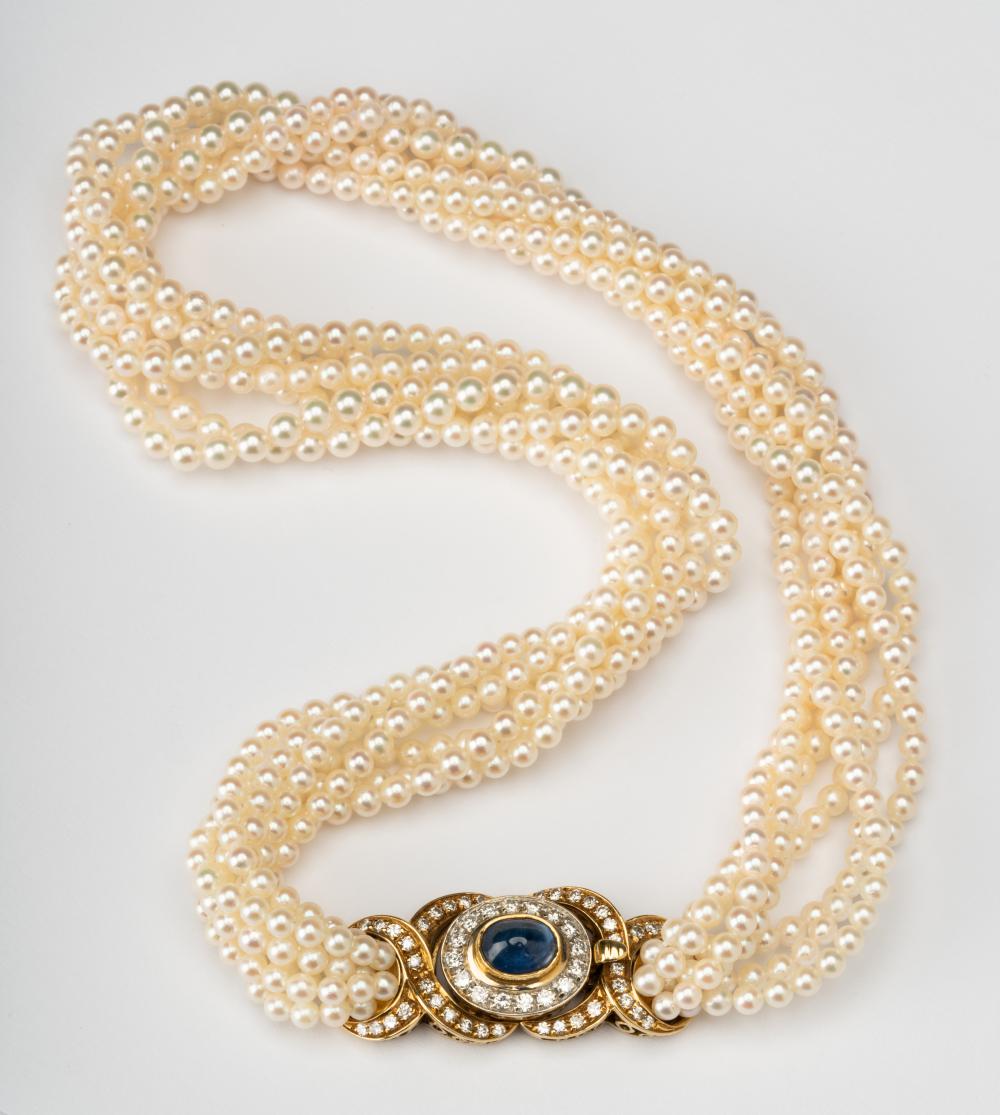 18 KARAT YELLOW GOLD PEARL SAPPHIRE 324c77