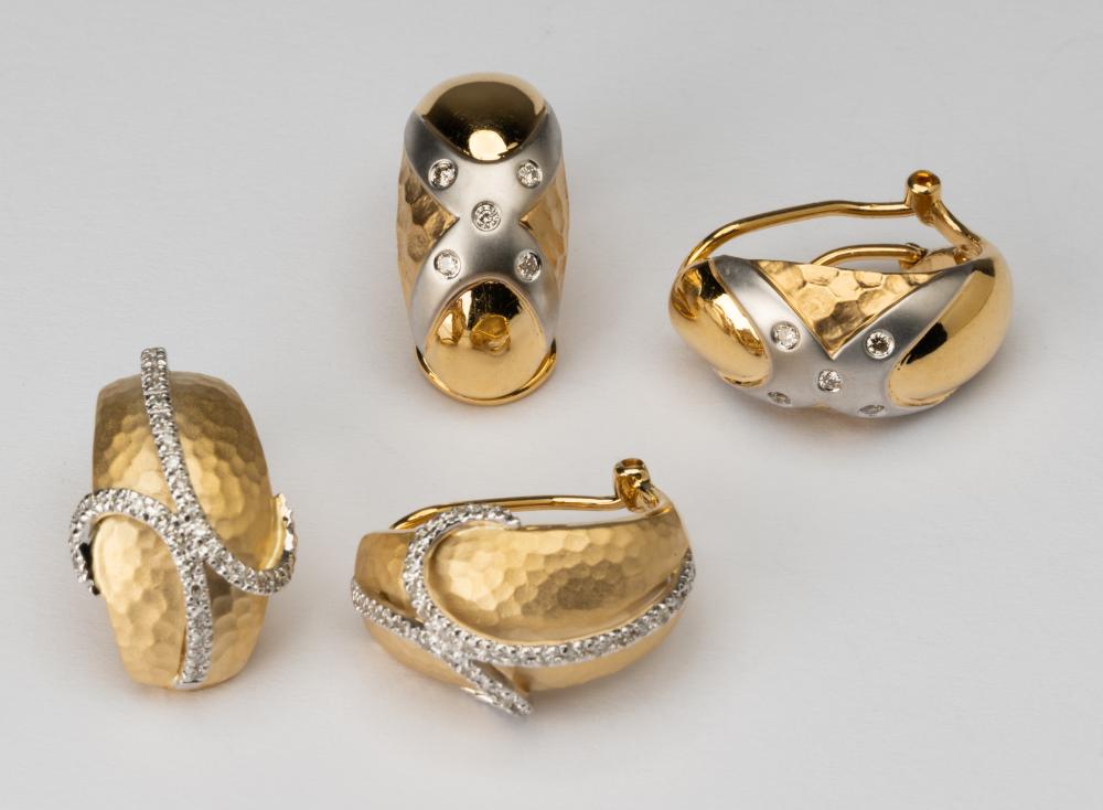 TWO PAIRS OF 14 KARAT YELLOW GOLD